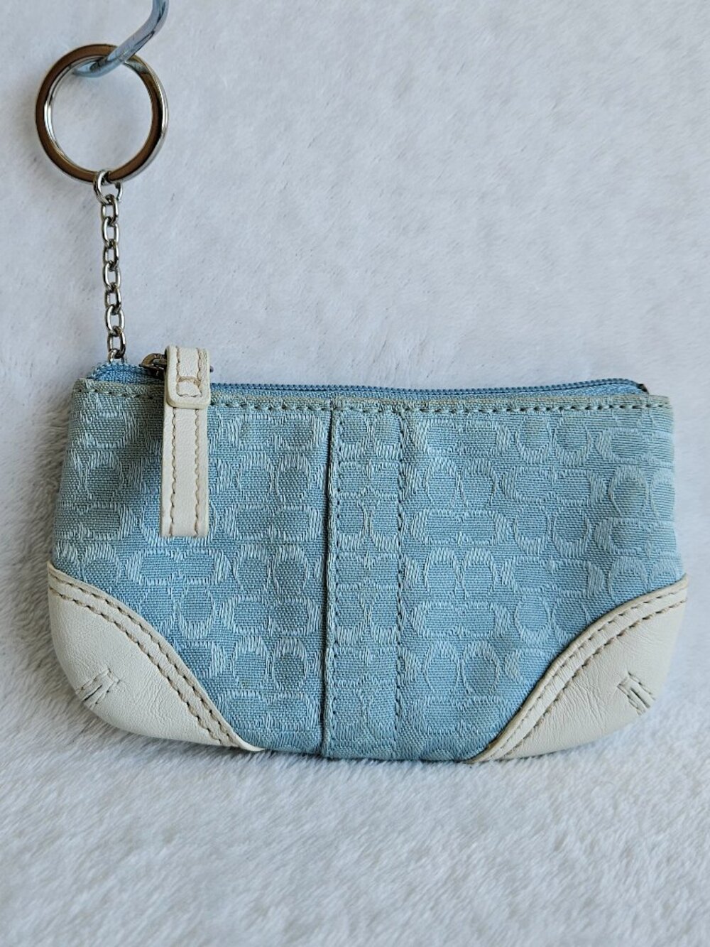 Vintage Coach Baby Blue Y2K Mini SoHo Coin Card Wallet Pouch Keyring